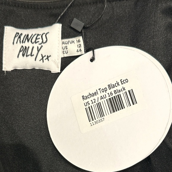 Princess Polly Rachael Black Faux Leather Square Neck Crop Top 12 NWT - Picture 6 of 9